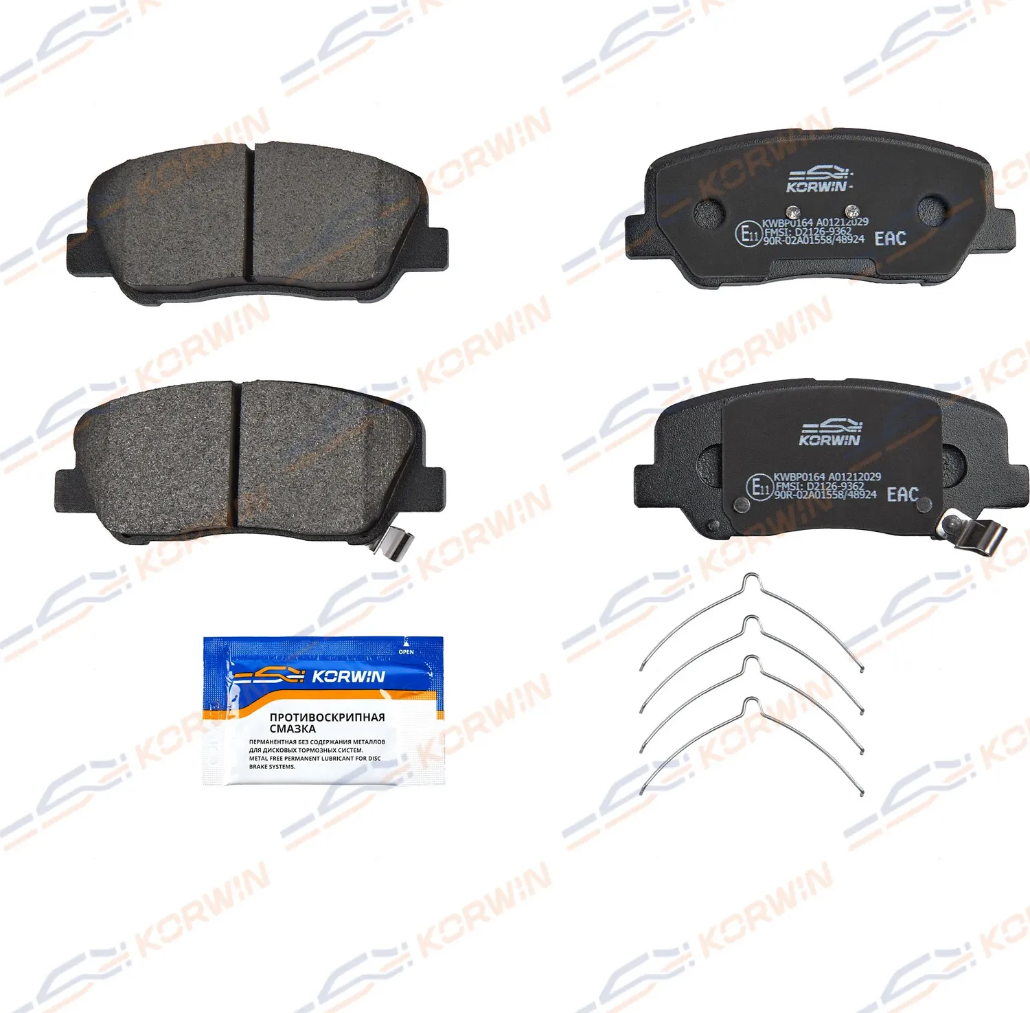 Колодки тормозные перед. Geely Atlas 16-/Hyundai Solaris 10-/Kia Rio 11 (Korwin). Артикул KWBP0164