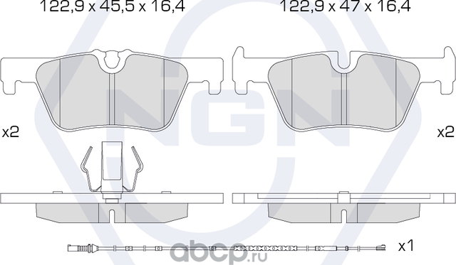 Колодки тормозные керамические, задние (NGN). Артикул 3502144