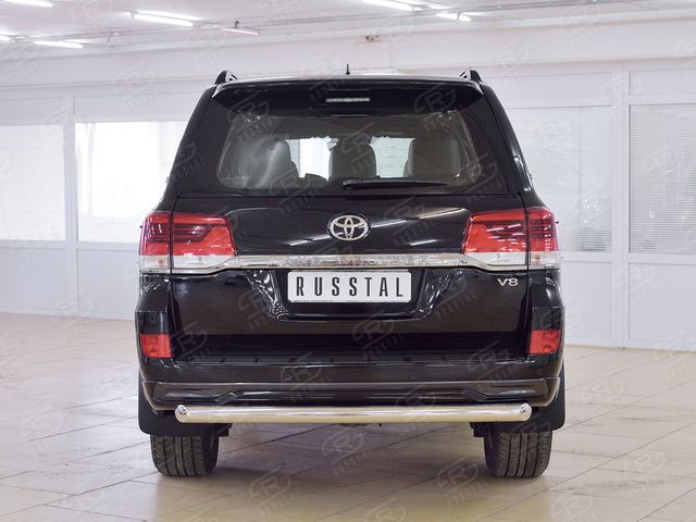 Защита RusStal заднего бампера уголки d76 дуга для Toyota Land Cruiser 200 2015-2021. Артикул TLCZ-002562