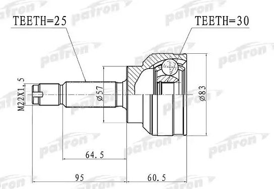 Шрус наружный (граната) Patron. Артикул PCV3148