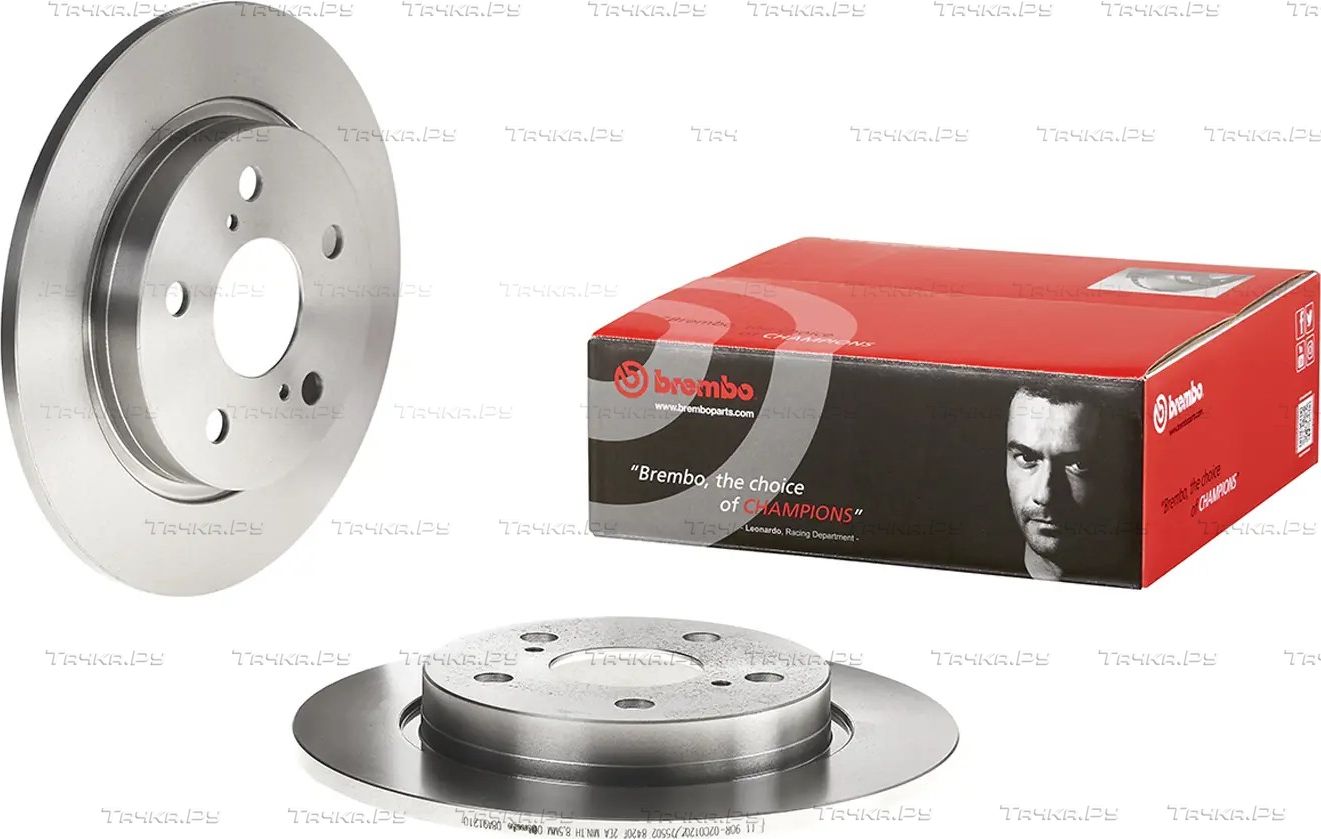 Тормозной диск Brembo задний для Toyota Corolla E140, E150 2006-2014. Артикул 08.A912.10