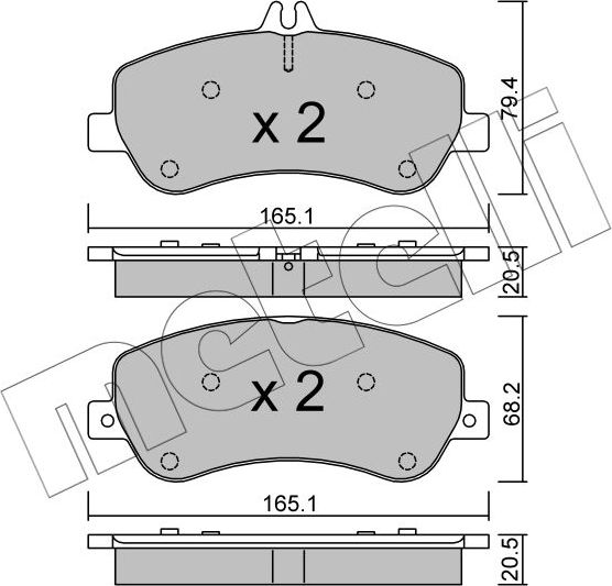 Тормозные колодки Metelli передние для Mercedes-Benz GLK-Класс I (X204) 2008-2015. Артикул 22-0825-0