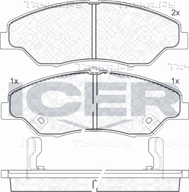 Тормозные колодки Icer передние для Kia Retona I 1999-2001. Артикул 181370