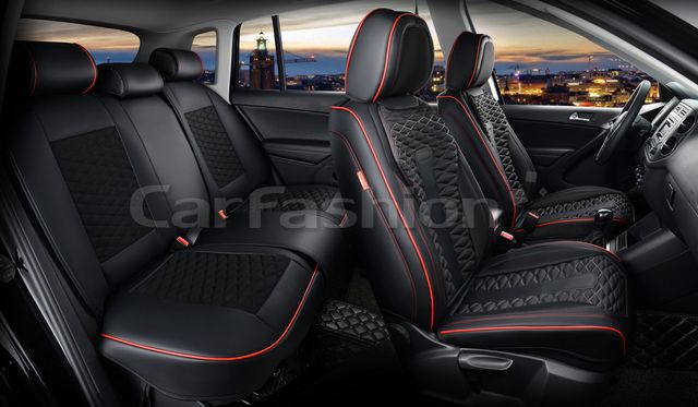 Чехлы универсальные каркасные CarFashion 5D Mercury Plus на сидения авто, цвет Черный/Черный/Красный/Красный. Артикул 27231
