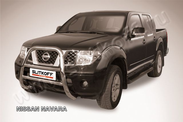 Кенгурятник Slitkoff d76 высокий для Nissan Navara D40 2005-2010. Артикул NIN002