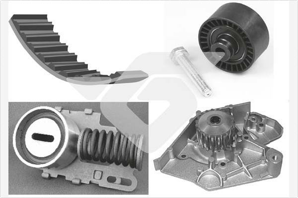 Помпа (водяной насос) с комплектом ремня ГРМ Hutchinson. Артикул KH 28WP18