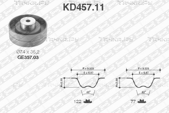 Ремень ГРМ с роликами (комплект) NTN / SNR для Volkswagen Transporter T4 1990-1995. Артикул KD457.11