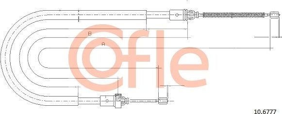 Трос ручника (тросик ручного тормоза) Cofle. Артикул 92.10.6777