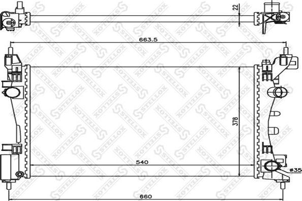 Радиатор охлаждения двигателя Stellox. Артикул 10-25404-SX