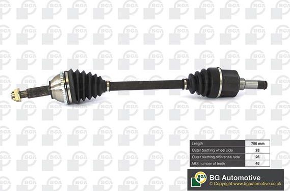 Полуось (привод в сборе, приводной вал) BGA передняя левая для Ford Transit VI 2000-2003. Артикул DS2320LA