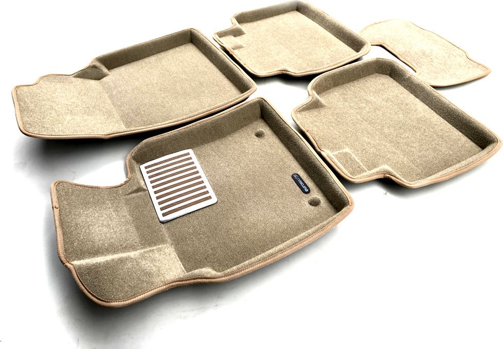 Коврики текстильные Euromat 3D Lux для салона Toyota Camry 70 (V70, XV70) 2018-2026 (вкл. GR Sport) Бежевые. Артикул EM3D-005101T
