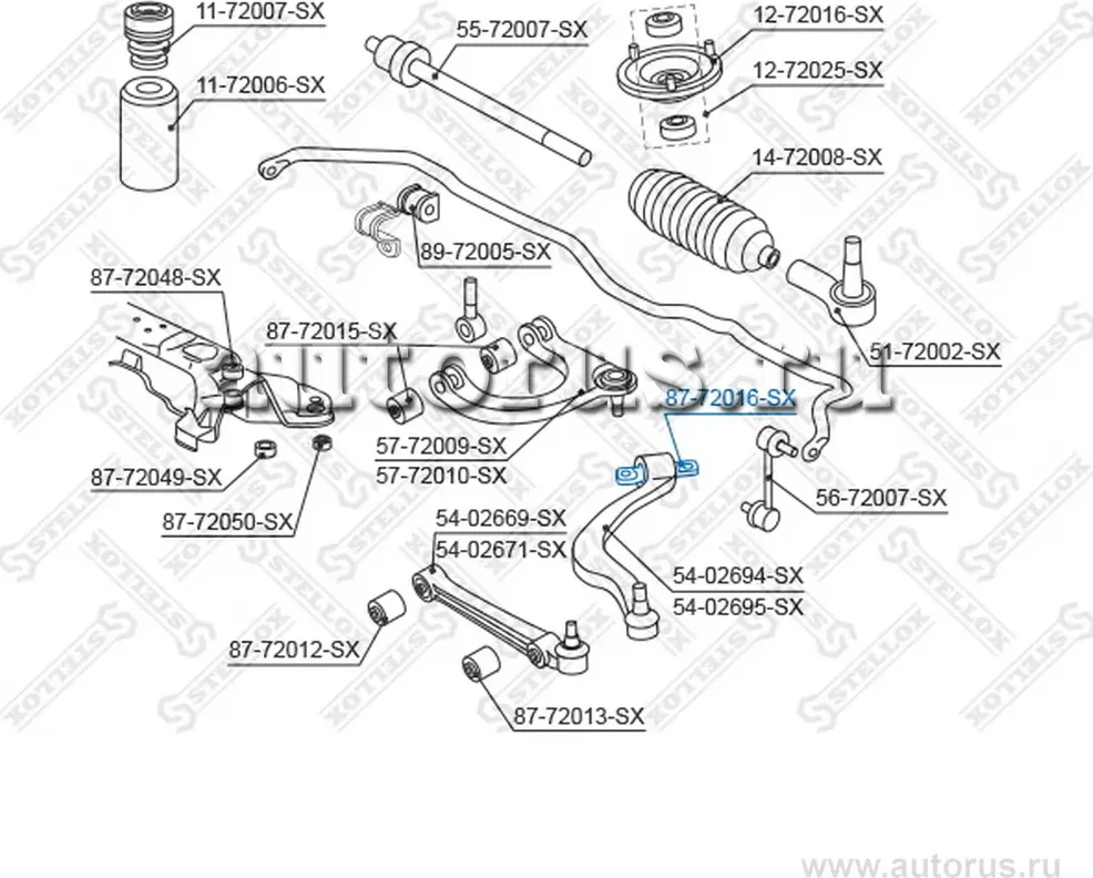 87-72016-SX_сайлентблок рычага зад. нижн.!/Mitsubishi Galant all 92>/Eclipse 95 (Stellox) Stellox. Артикул 8772016SX