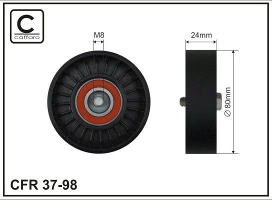 Направляющий (ведущий) ролик приводного поликлинового ремня Caffaro (полимерный материал). Артикул 37-98