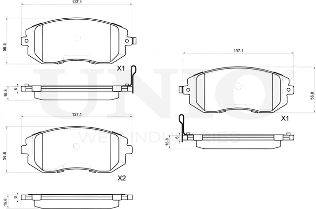 Колодки тормозные дисковые, комплект (Unio). Артикул BRP-20374