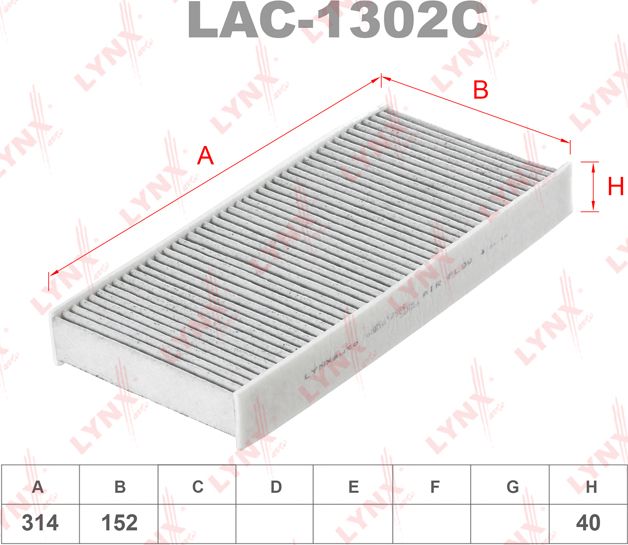 Салонный фильтр LYNXauto. Артикул LAC-1302C