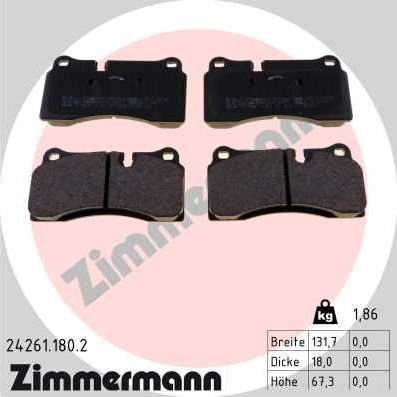 Тормозные колодки Zimmermann. Артикул 24261.180.2