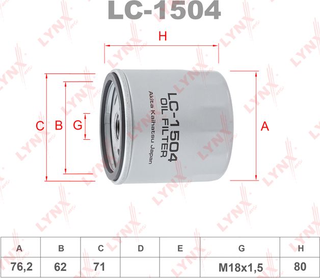 Масляный фильтр LYNXauto. Артикул LC-1504