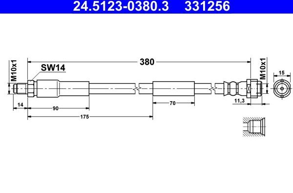 Тормозной шланг ATE. Артикул 24.5123-0380.3