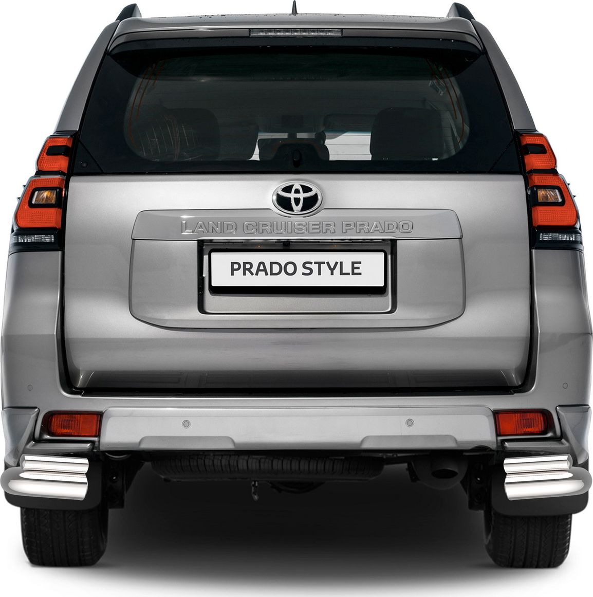 Защита Rival заднего бампера d76+d42 уголки для Toyota Land Cruiser Prado 150 рестайлинг (Style) 2019-2026. Артикул R.5723.005