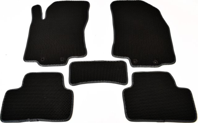 Коврики ТриАВС EVA для салона Nissan Qashqai II (J11) 2015-2026 российская сборка. Черные, серый кант. Артикул TAS2D-1473.01.04