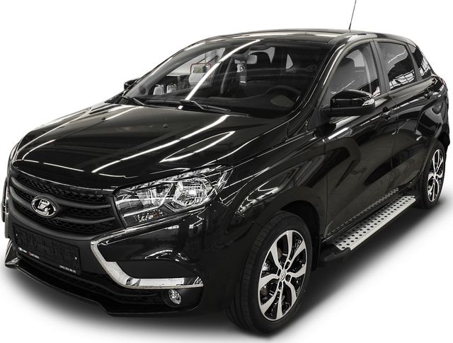 Пороги алюминиевые Rival Bmw-Style круг для Lada Xray 2015-2026. Артикул D173AL.6002.1