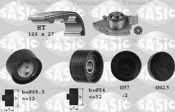 Помпа (водяной насос) с комплектом ремня ГРМ Sasic для Nissan Primastar I 2001-2014. Артикул 3904031