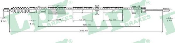 Трос ручника (тросик ручного тормоза) LPR. Артикул C0262B