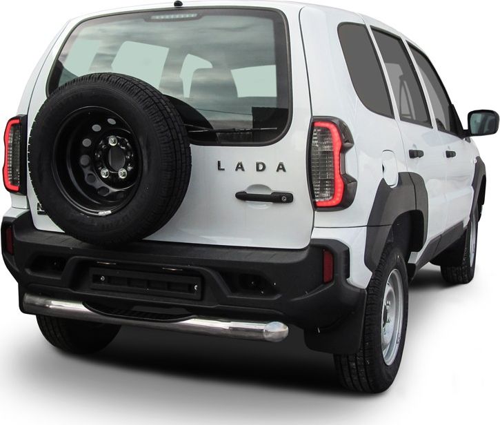 Защита Slitkoff заднего бампера d76 с проступью для Lada Niva Travel 2020-2026. Артикул NivTR011