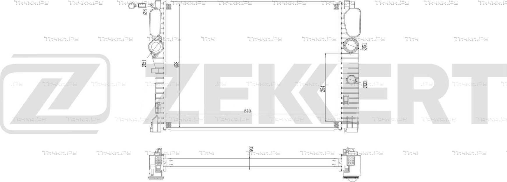 Радиатор охлаждения двигателя Zekkert (алюминий). Артикул MK-1658