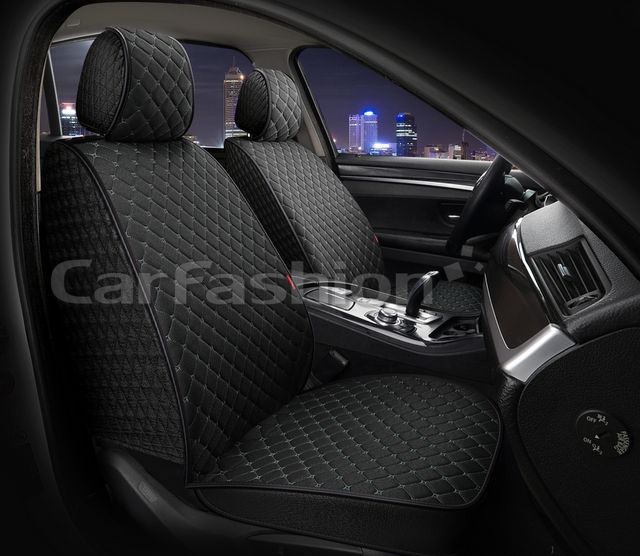 Накидки универсальные CarFashion Linen Cube Front на передние сидения авто, цвет Черный/Черный/Темно-серый. Артикул 26207
