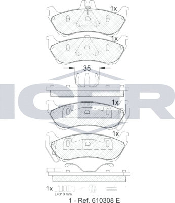 Тормозные колодки Icer задние для Mercedes-Benz M-Класс I (W163) 1998-2005. Артикул 181392