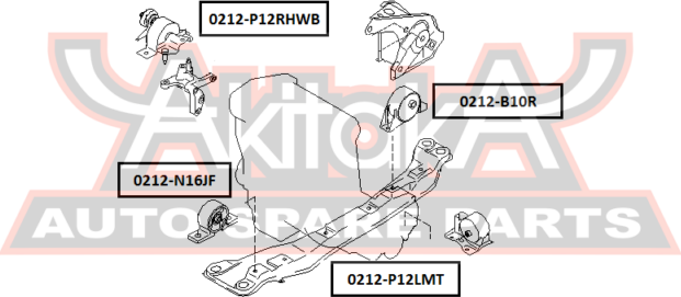 Подушка (опора) двигателя Asva. Артикул 0212-P12LMT