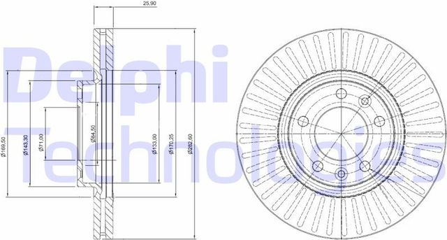 Тормозной диск Delphi передний для Opel Combo E 2018-2026. Артикул BG3835C