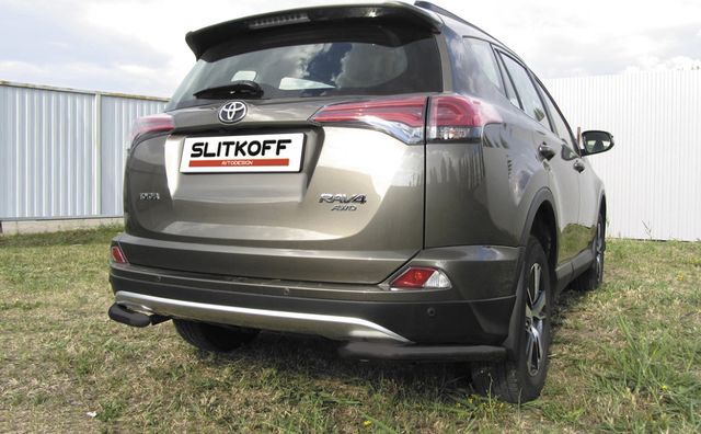 Защита Slitkoff задняя уголки d57 для Toyota RAV4 IV рестайлинг 2015-2019 Черная. Артикул TR415-013B