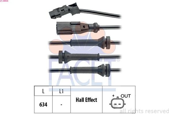 Датчик ABS Facet Made in Italy - OE Equivalent передний правый/левый для Renault Modus I 2004-2012. Артикул 21.0056