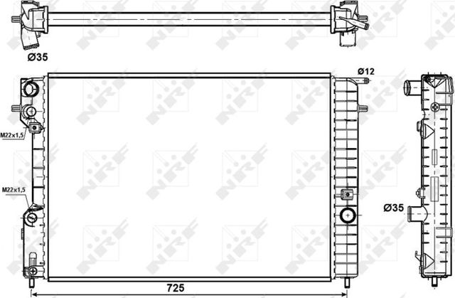 Радиатор охлаждения двигателя NRF (алюминий) для Opel Omega B 1994-2001. Артикул 509689
