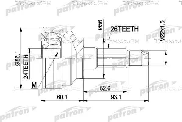 Шрус наружный (граната) Patron. Артикул PCV3025
