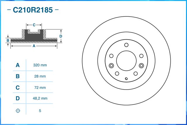 Диск тормозной передний (Cworks). Артикул C210R2185