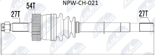 Полуось (привод в сборе, приводной вал) NTY передняя правая для Jeep Grand Cherokee I (ZJ) 1991-1999. Артикул NPW-CH-021