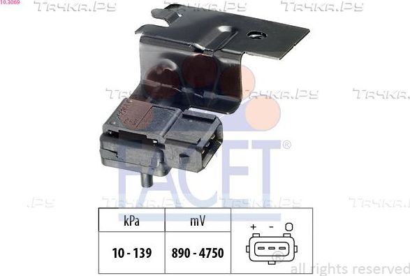 Датчик абсолютного давления (ДАД, MAP) Facet Made in Italy - OE Equivalent для Volvo S60 I 2001-2010. Артикул 10.3069