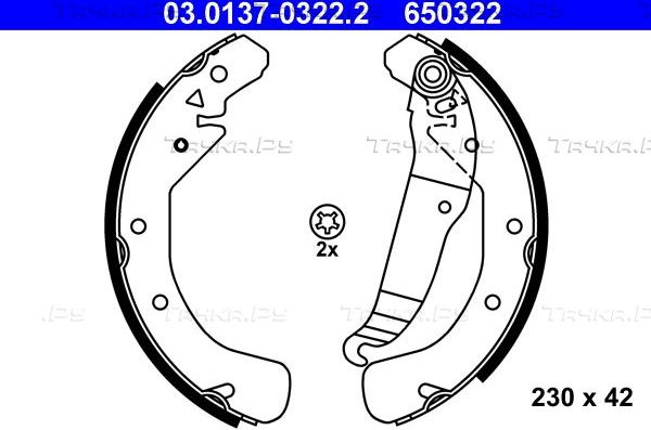 Тормозные колодки ATE для Opel Astra F 1991-2005. Артикул 03.0137-0322.2