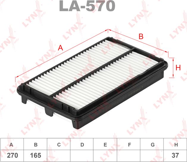 Воздушный фильтр LYNXauto для Honda Accord VI 1998-2003. Артикул LA-570