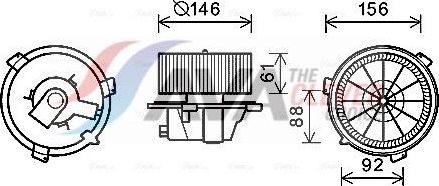 Вентилятор, мотор печки (отопителя) салона AVA (полимерный материал) для Fiat Punto I 1993-2000. Артикул FT8418