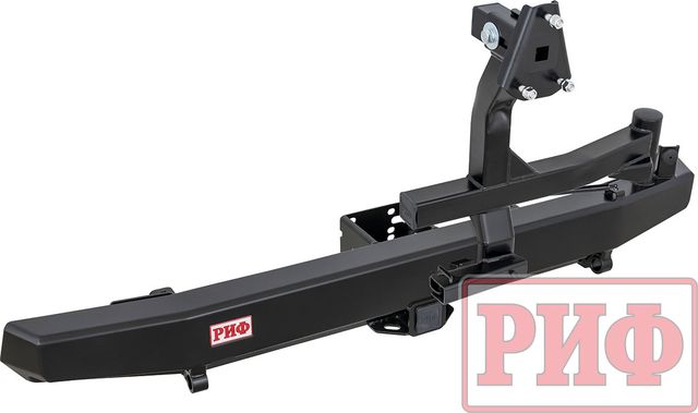 Бампер силовой РИФ задний с квадратом под фаркоп, калиткой (справа), подсветкой номера, лифт 65 мм для УАЗ Hunter 2003-2026. Артикул RIF469-22120-R