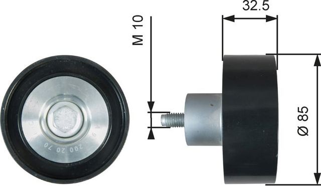 Направляющий (ведущий) ролик приводного поликлинового ремня Gates FleetRunner™ для Mercedes-Benz Actros MP4 2011-2019. Артикул T36625