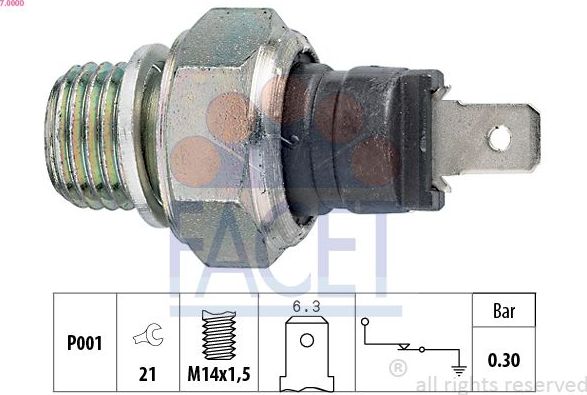 Датчик давления масла Facet Made in Italy - OE Equivalent. Артикул 7.0000