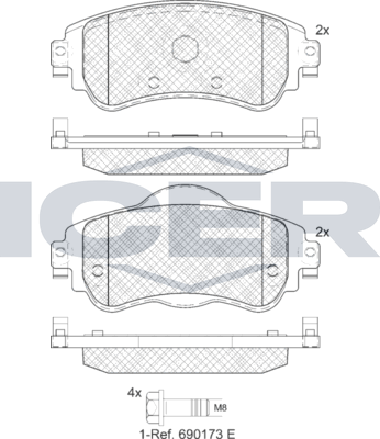 Тормозные колодки Icer. Артикул 182027