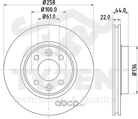 Тормозной диск (Tyren). Артикул TYR1017841