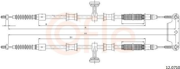 Трос ручника (тросик ручного тормоза) Cofle. Артикул 12.0710