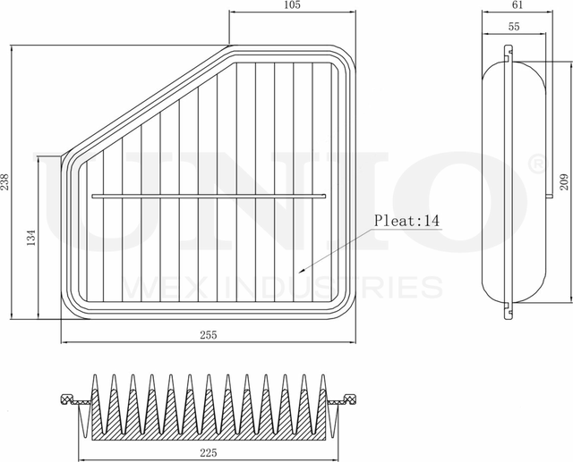 Фильтр воздушный (Unio). Артикул FLT-10006